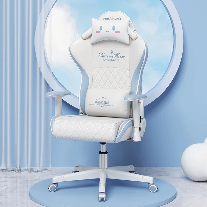 New Upgraded Office Chair Student Dormitory Clear Blue Gaming Chair Bedroom Lift Rotating Armrest Diamond Texture Cushion