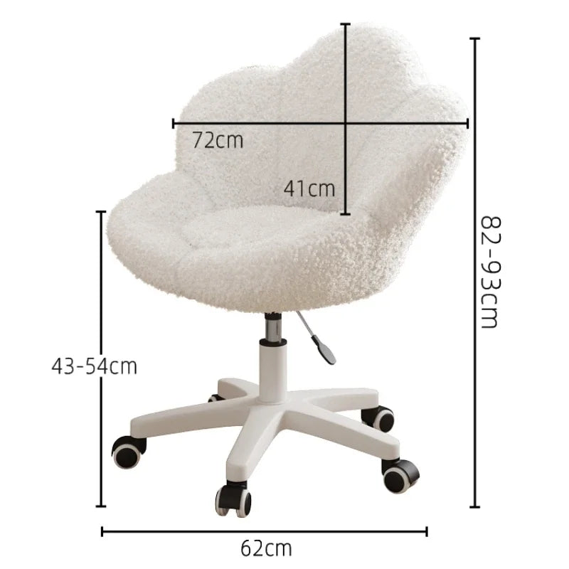 Nordic Lamb wool living room chairs INS luxury swivel soft Armchair bedroom reading makeup vanity Backrest Stool home furniture