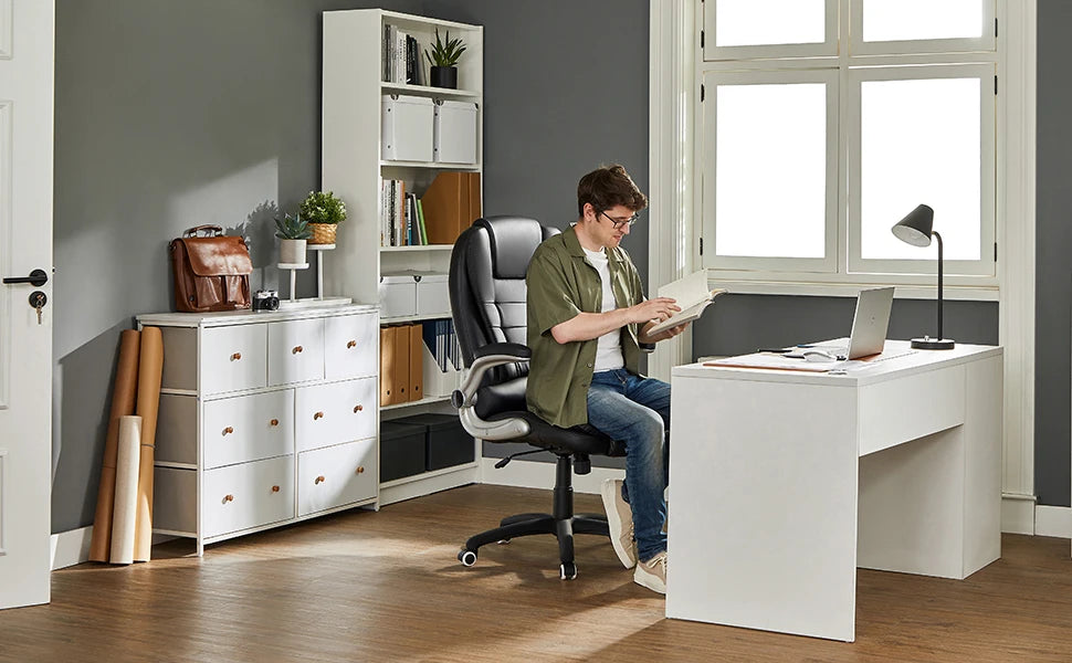 SONGMICS Office Swivel Chair with 76 cm High Back Large Seat and Flip-Up Armrest Computer Desk Executive Chair PU