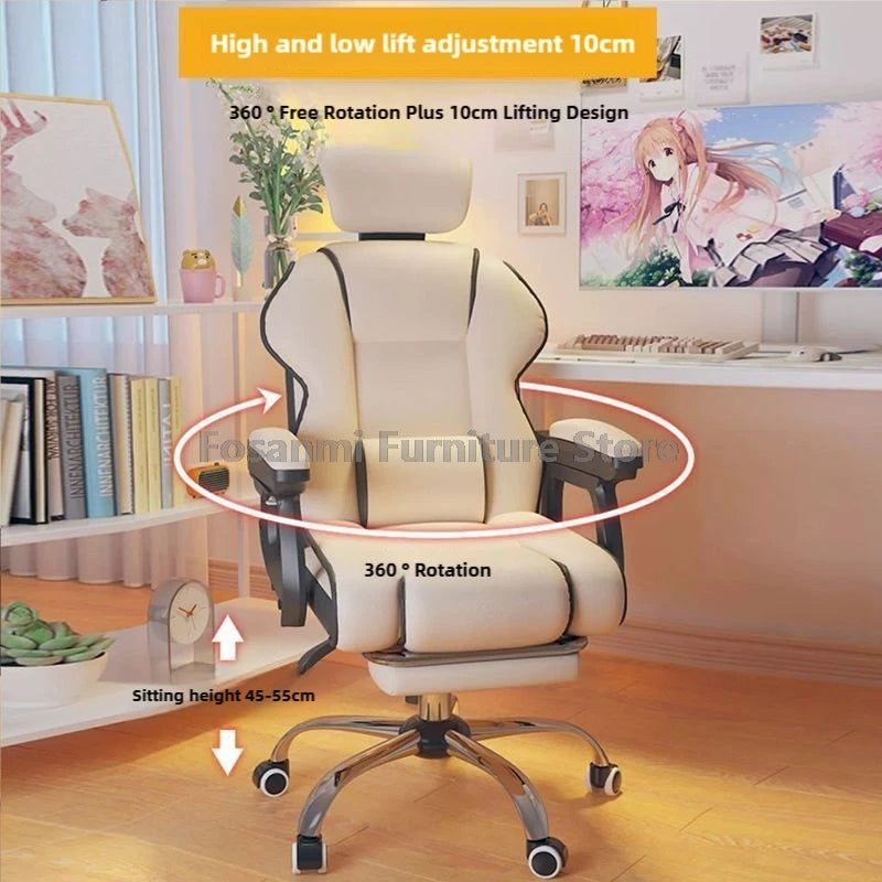 Ergonomic Soft Leather Gamer Desk Chair for Home Adjustable Gaming Chair with Headrest Modern Lumbar Support Office Swivel Chair
