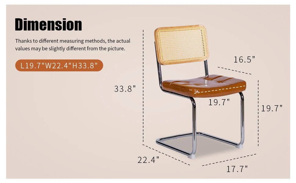Faux Leather Rattan Side Accent Chairs with Chrome Legs,Modern Mid Century Designed Chairs for Dining,Living Room,Kitchen Chairs