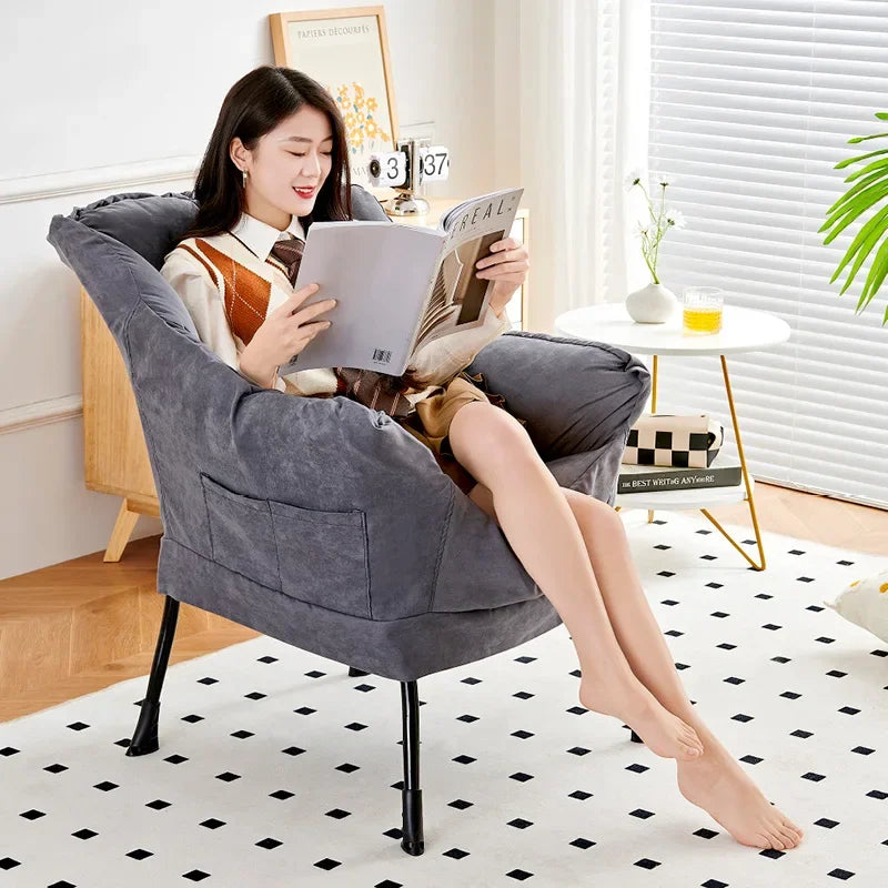 Sofa Chair Home Recreational Computer Chair Balcony Reclining Chair Backrest Small Sofa Chairs Washable  Cotton and Linen