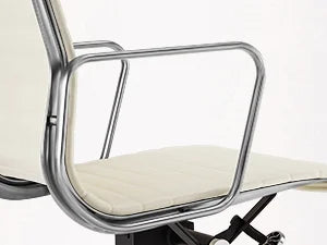 White Mid Back Genuine Leather Swivel Chairs Ergonomic Office Chair Adjustable Swivel Leather Gaming Chair Ribbed Office Chair