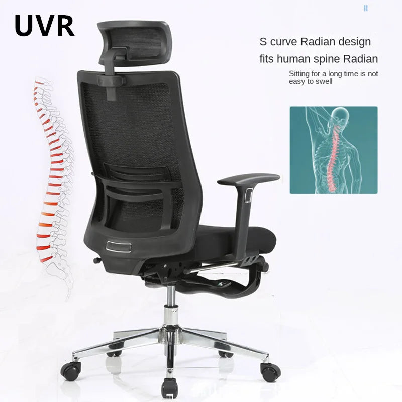 UVR Gaming Computer Chair Sedentary Not Tired Mesh Staff Chair Lift Rotating Reclining Boss Chair with Footrest Office Chair