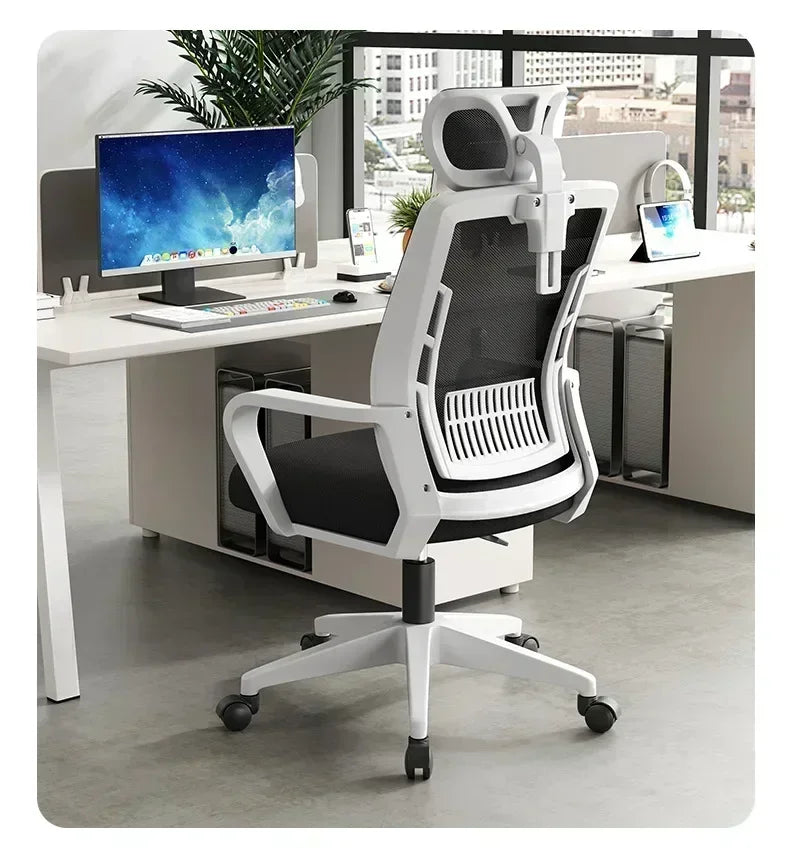 Ergonomic Office Chair Adjustable Headrest Lumbar Support Chair Breathable Mesh Backrest Comfortable Seat Home Office Gaming