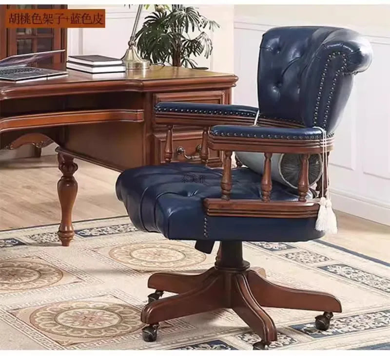 Genuine Leather Modern Office Chair Wheels Luxury Computer Gaming Chair Lounge Ergonomical Chaise De Bureau Home Furniture