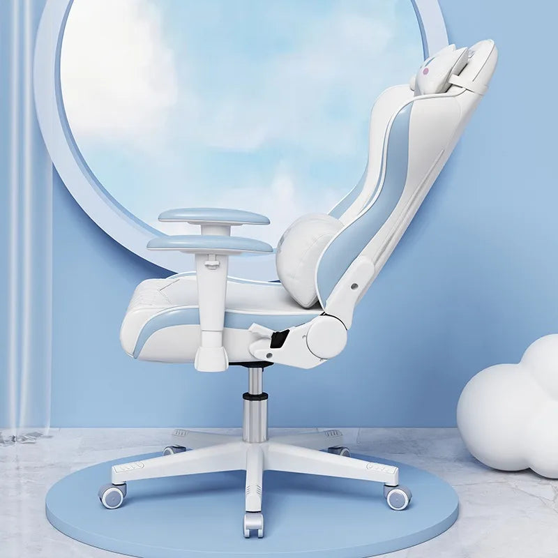 New Upgraded Office Chair Student Dormitory Clear Blue Gaming Chair Bedroom Lift Rotating Armrest Diamond Texture Cushion