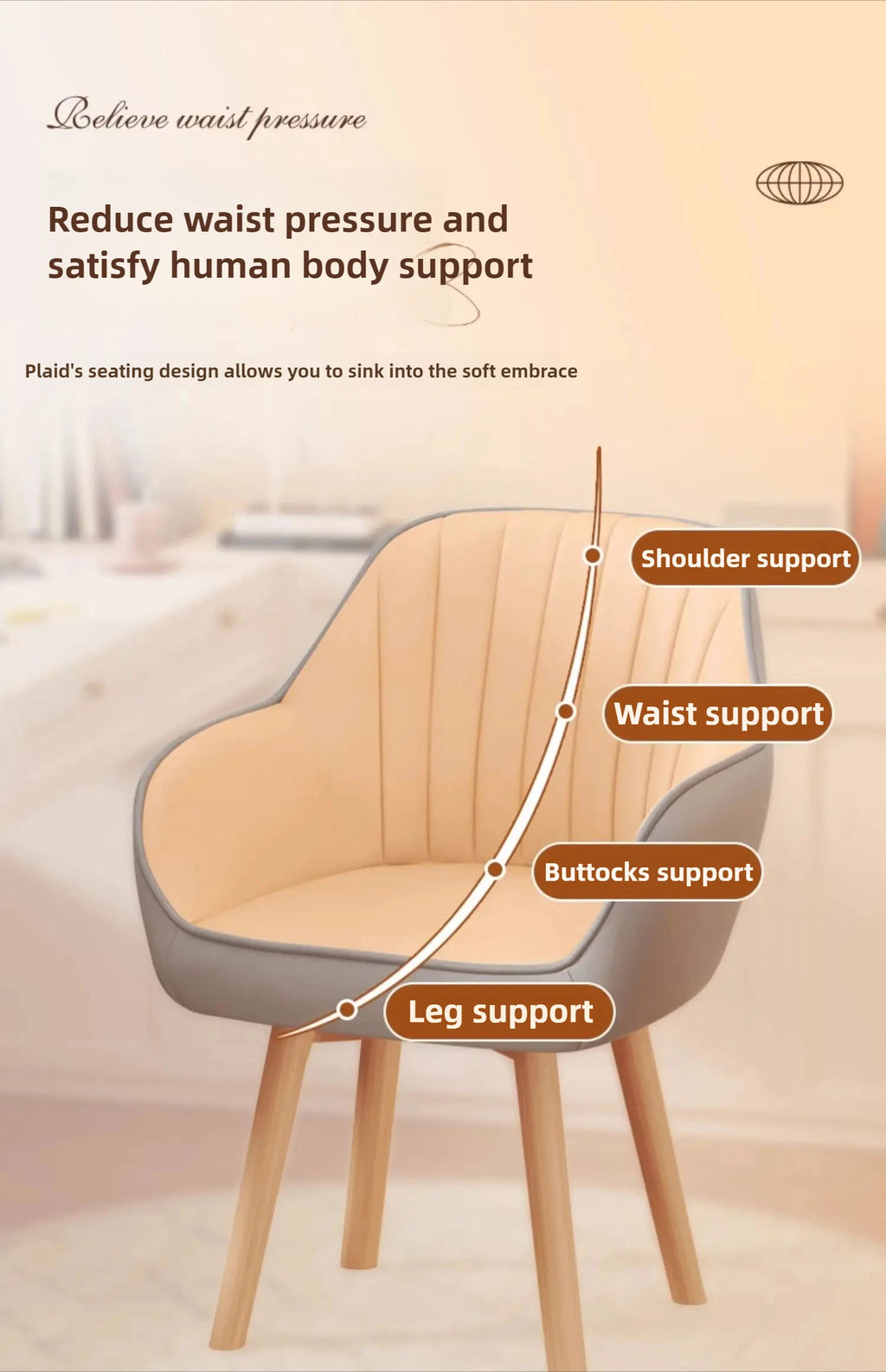 Prolonged Sitting Chair Comfortable Computer Seat Leather Backrest Chair Makeup Stool for Dormitory Study Versatile Seating