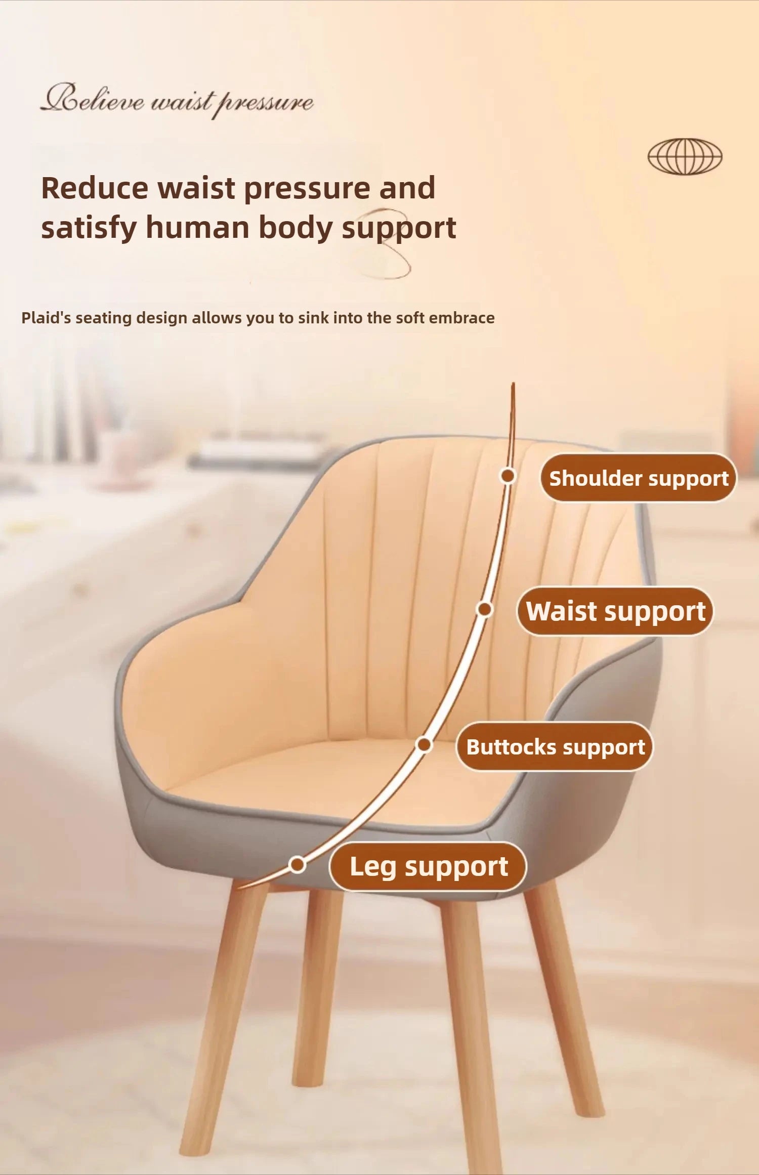 Prolonged Sitting Chair Comfortable Computer Seat Leather Backrest Chair Makeup Stool for Dormitory Study Versatile Seating