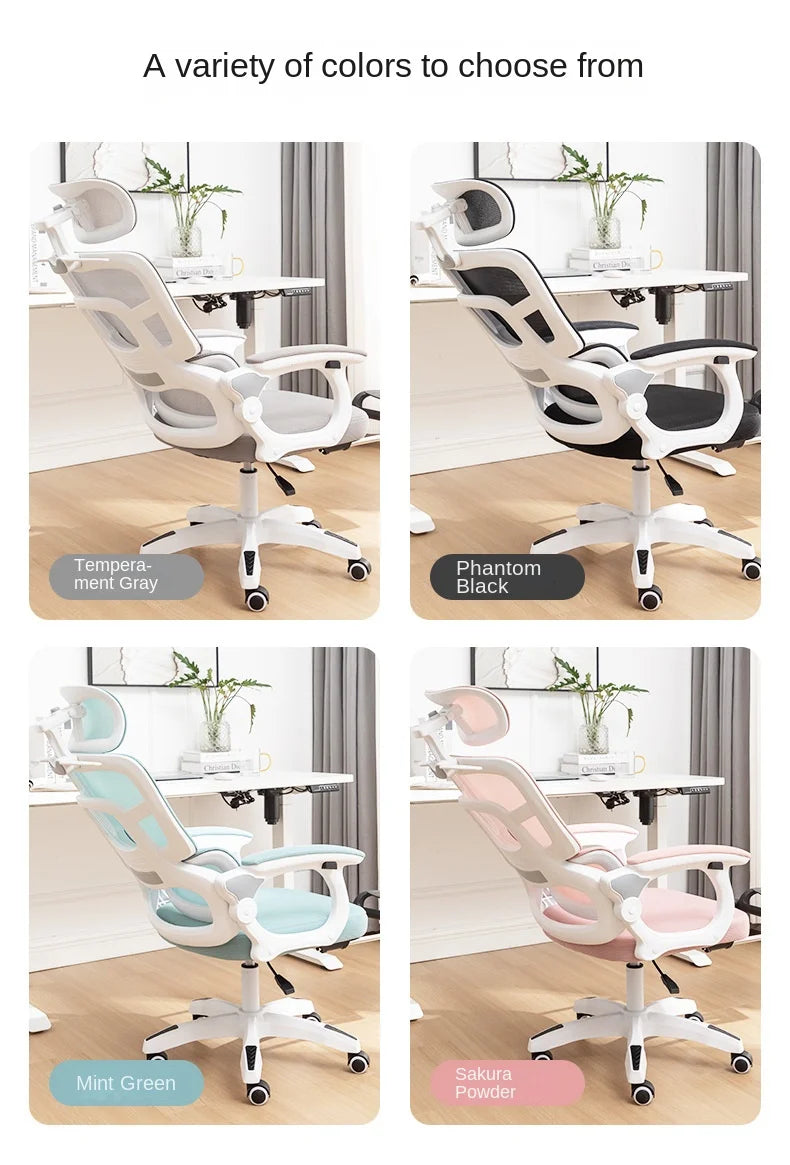 Olevo Wooden Ergonomic Chair Dormitory Movable Rotating Study Chair Office Sitting Comfortable Lying Waist Support Office Chair