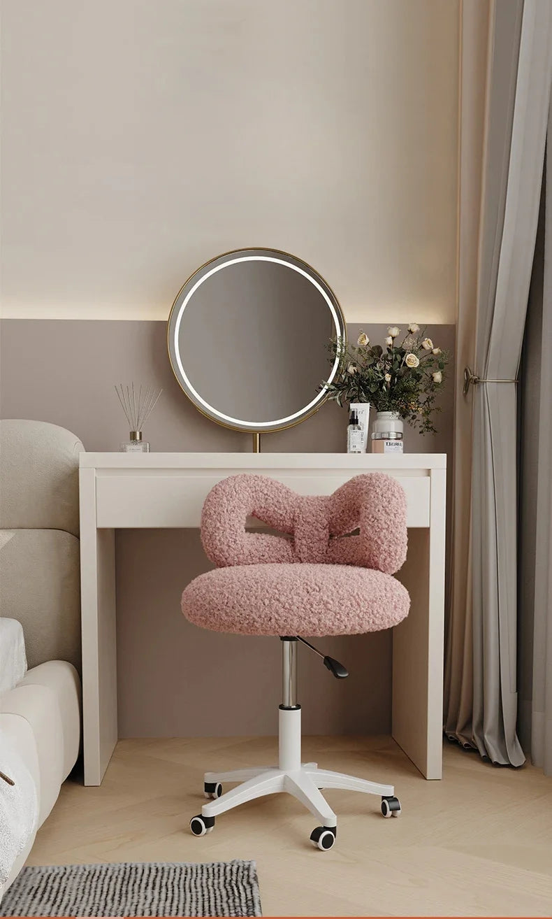 Elegant Modern Swivel Makeup Chair with Aluminum Alloy Base, Upholstered Leather,Adult Minimalist Vanity Seating for Living Room