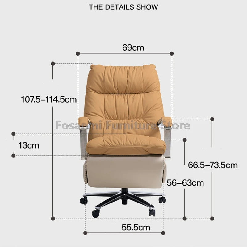 Adjustable Soft Gaming Swivel Chair Comfortable Leather Computer Office Chair with Footrest Thickened Back Desk Chairs for Home