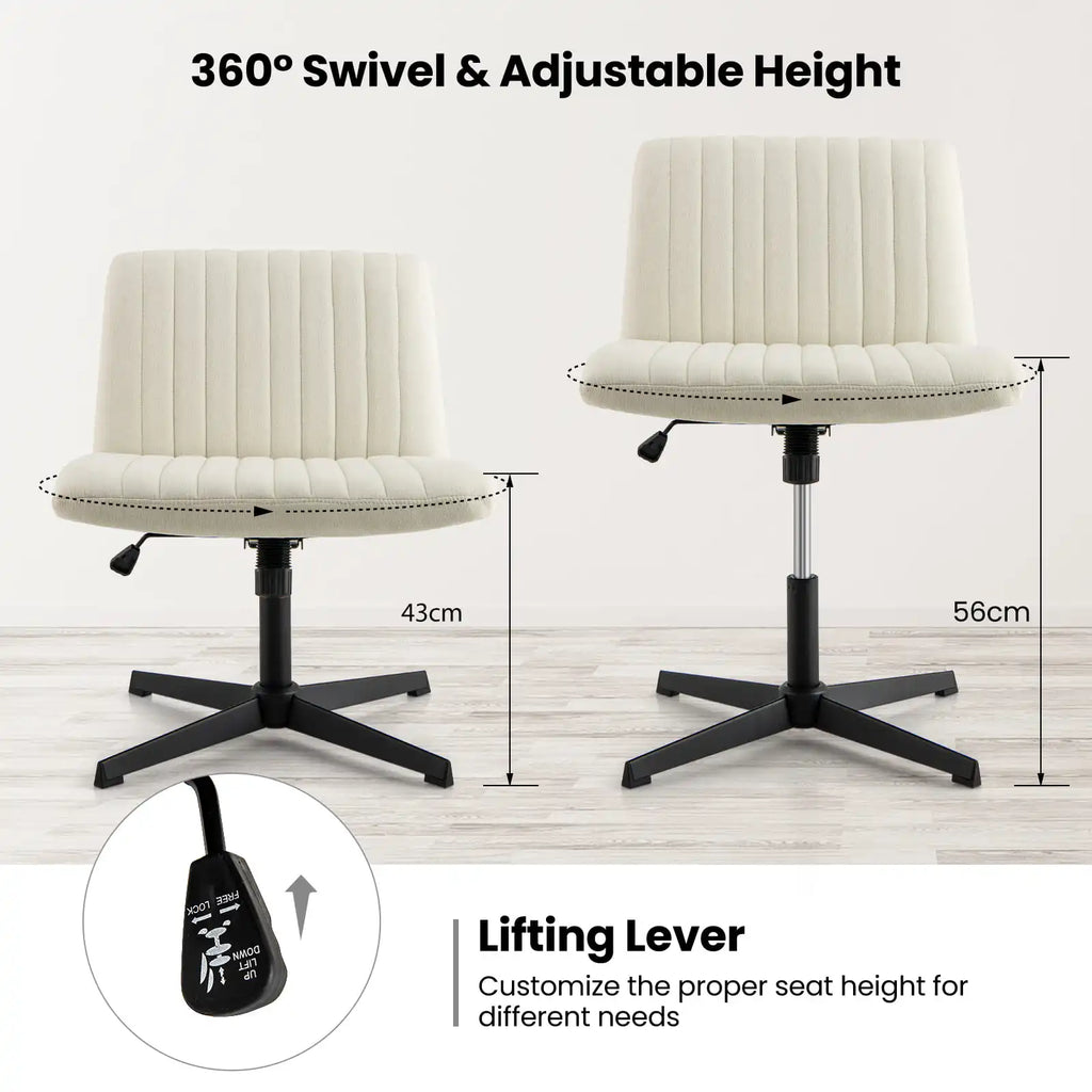 GOFLAME Criss Cross Legged Chair Home Office Chair w/ Wide Padded Seat-Beige