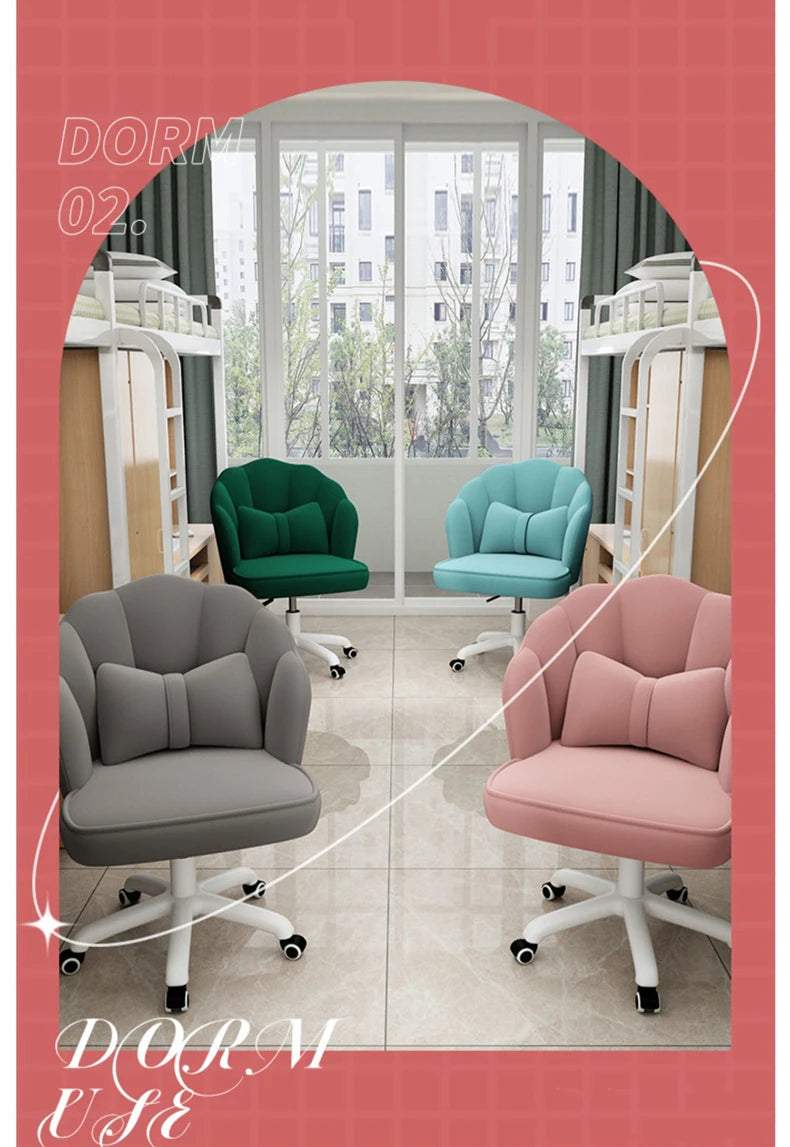 Floor Chair Home Computer Chair Back Bedroom Swivel Chair Comfortable Sedentary Girls Makeup Chair Dormitory Student Seat