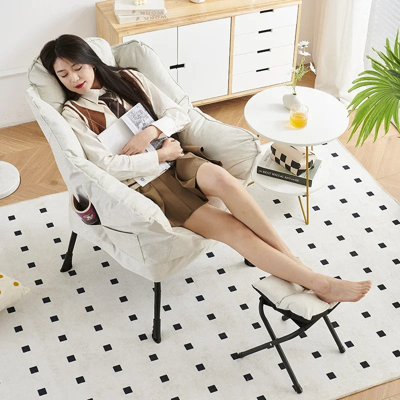 Sofa Chair Home Recreational Computer Chair Balcony Reclining Chair Backrest Small Sofa Chairs Washable  Cotton and Linen
