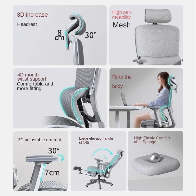 Adjustable Ergonomic Office Chair with Lumbar Support, Breathable Mesh Back, Soft Seat, and Tilt Function for Extended Sitting