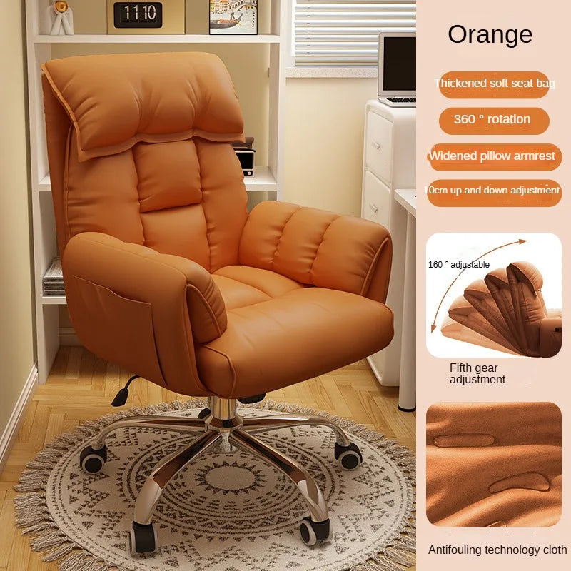 Gaming Chair Soft Comfortable Ergonomic Office Chair 4D Adjustable Armrest Headrest Recliner for Women 160° Lie Flat Boss Chair