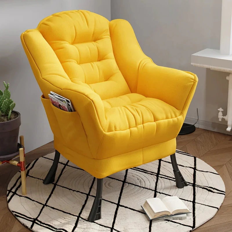 Sofa Chair Home Recreational Computer Chair Balcony Reclining Chair Backrest Small Sofa Chairs Washable  Cotton and Linen