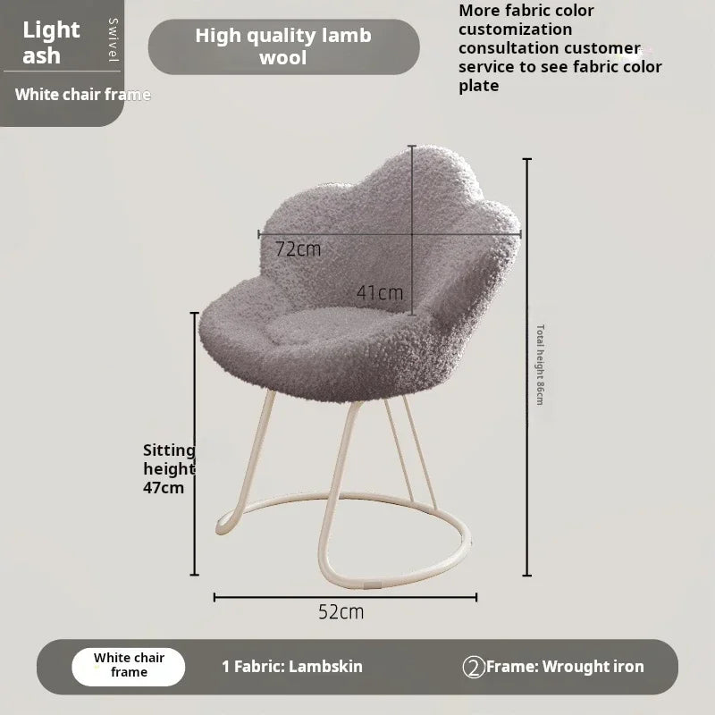 Nordic Lamb wool living room chairs INS luxury swivel soft Armchair bedroom reading makeup vanity Backrest Stool home furniture