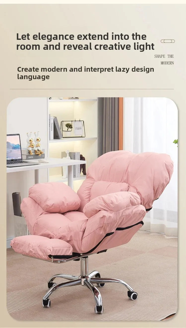 Computer Chair for Long Sitting, Adjustable Backrest Office Chair, Gaming and Study Desk Chair, Ergonomic Support for Women