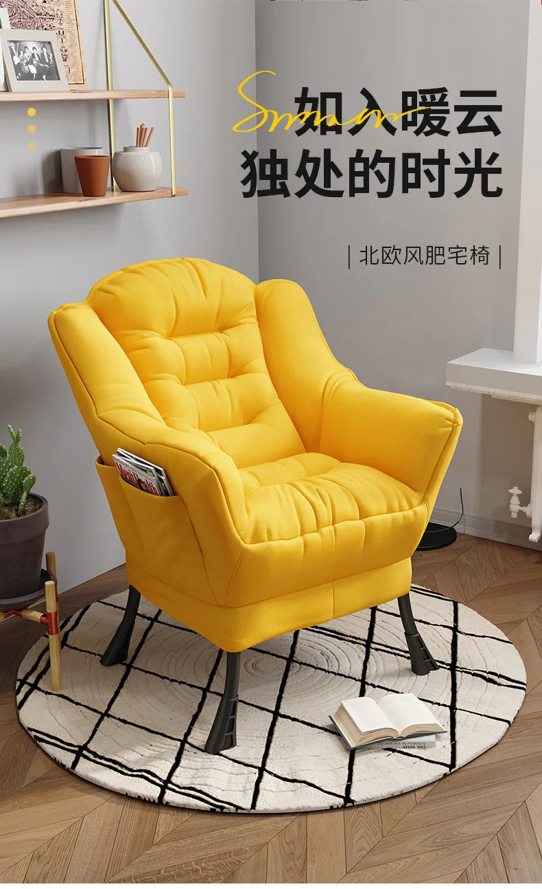 Sofa Chair Home Recreational Computer Chair Balcony Reclining Chair Backrest Small Sofa Chairs Washable  Cotton and Linen