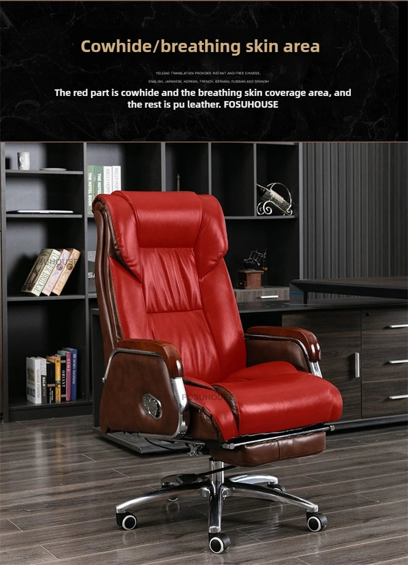 Comfortable Leather Back Boss Chair for Office Furniture Nordic Leisure Swivel Office Chairs Simple Student Computer Gamer Chair