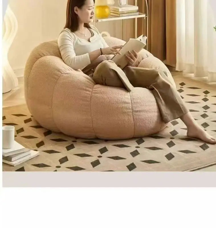 Fashionable and high-end Nordic style lazy pumpkin shaped small-sized single person reclining tatami sofa chair for leisure