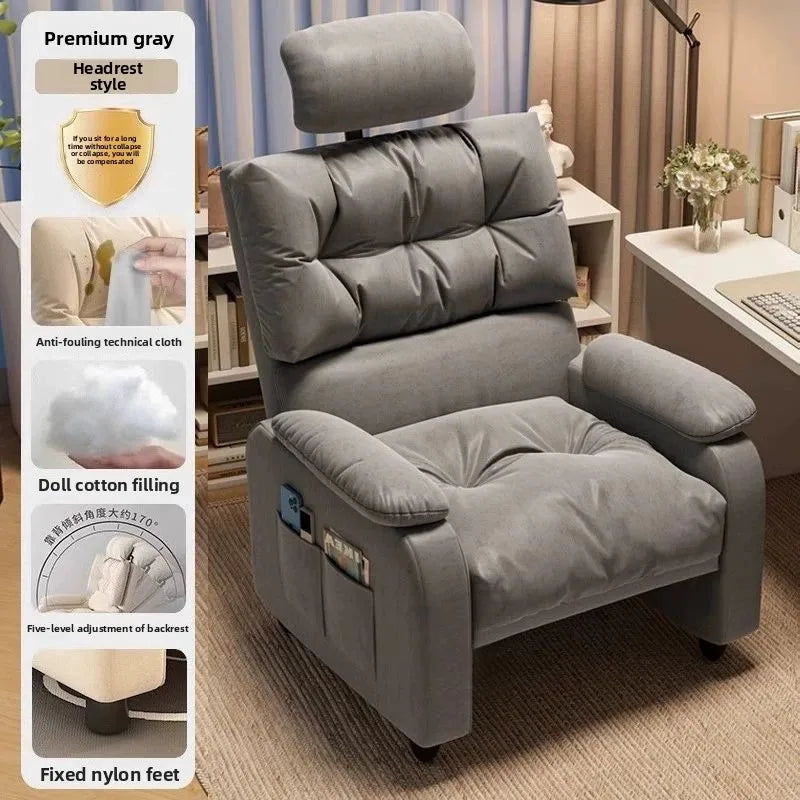 Home Comfortable Computer Chair with Headrest and Footrest, Reclining and Sitting, Movable with Wheels