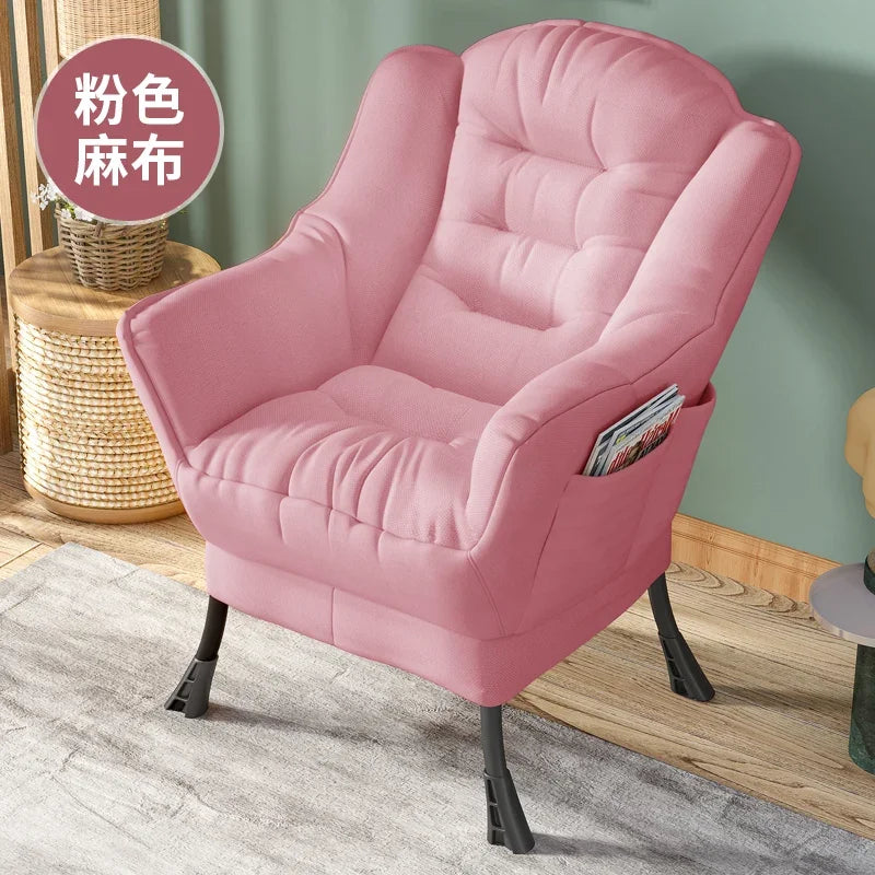 Sofa Chair Home Recreational Computer Chair Balcony Reclining Chair Backrest Small Sofa Chairs Washable  Cotton and Linen