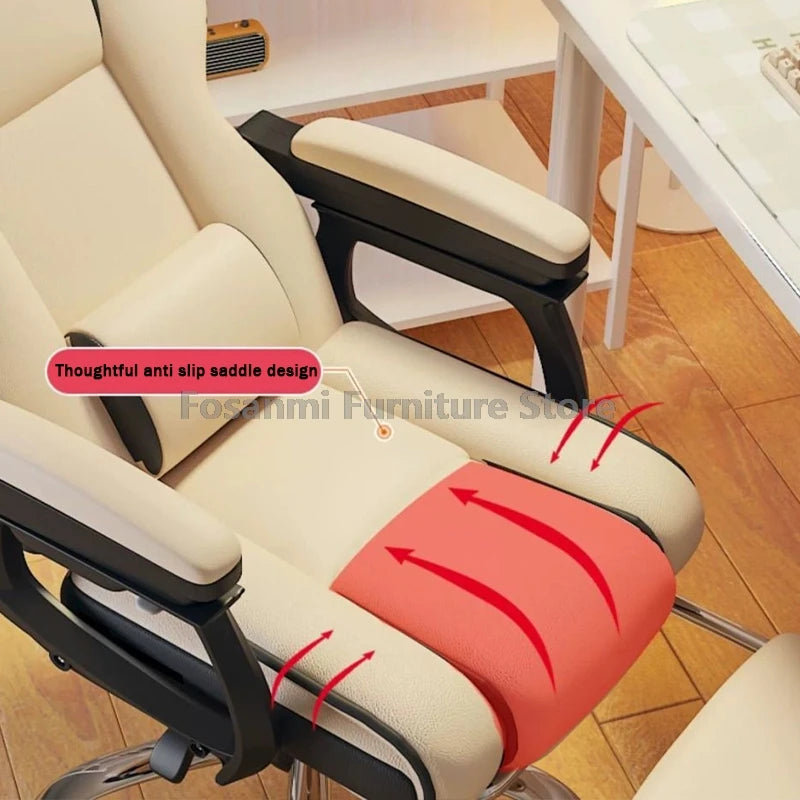 Ergonomic Soft Leather Gamer Desk Chair for Home Adjustable Gaming Chair with Headrest Modern Lumbar Support Office Swivel Chair