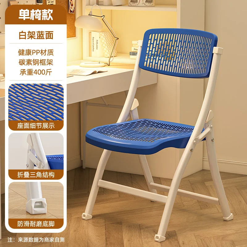 Foldable Office Chair with Thickened Seat, Anti-Slip Portable Training Chair, Breathable Computer Chair, Space Saving Stoo