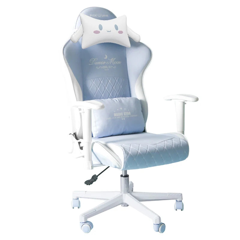 New Upgraded Office Chair Student Dormitory Clear Blue Gaming Chair Bedroom Lift Rotating Armrest Diamond Texture Cushion