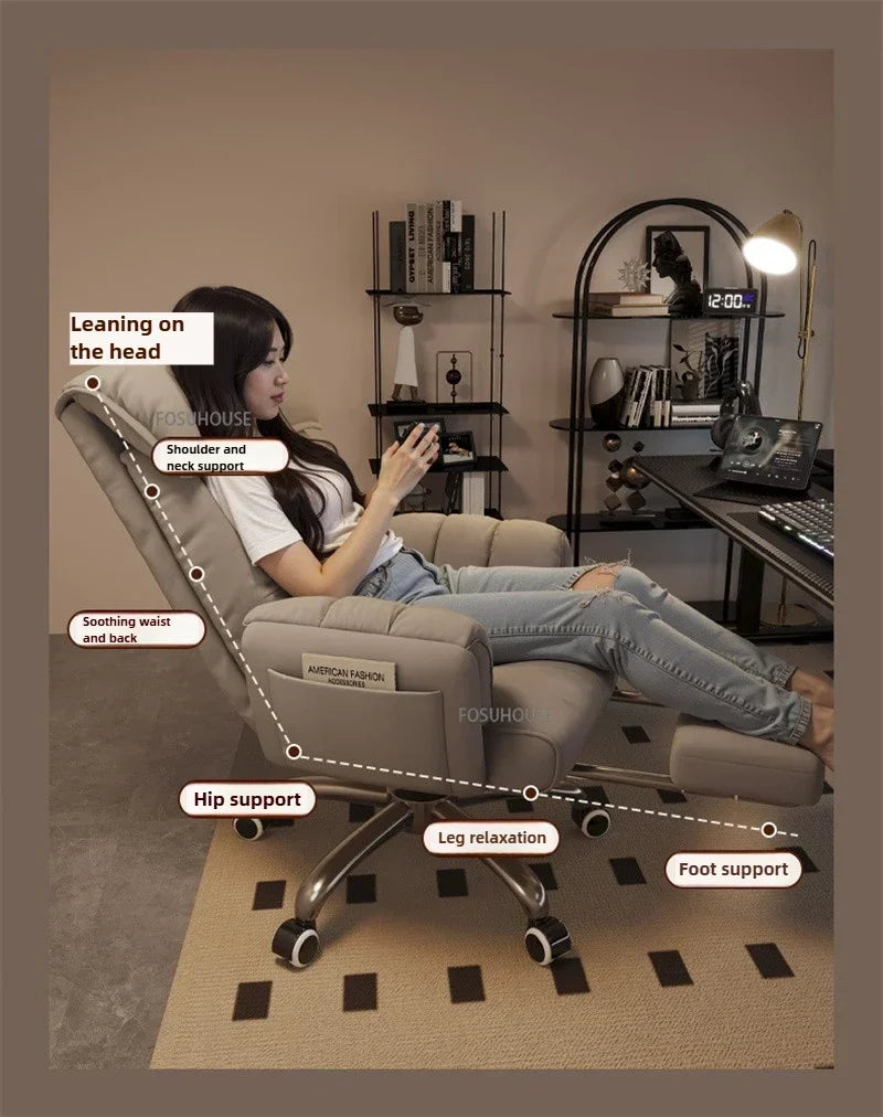 Adjustable Height Computer Chair Comfortable Ergonomic Office Chair Dormitory E-sports Gaming Chair Reclining Backrest Furniture