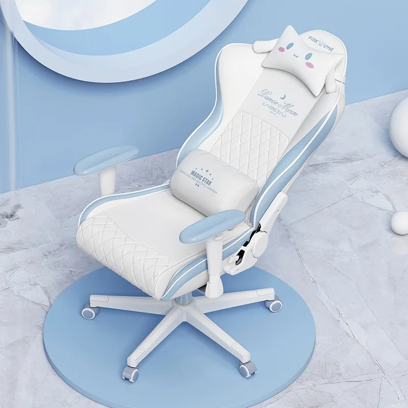 New Upgraded Office Chair Student Dormitory Clear Blue Gaming Chair Bedroom Lift Rotating Armrest Diamond Texture Cushion