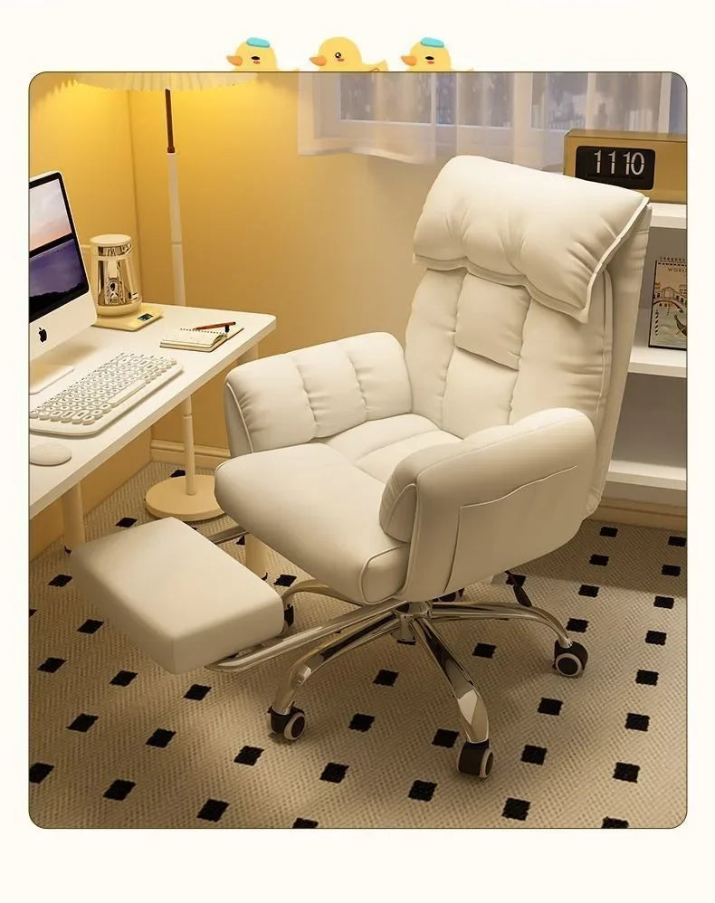 Gaming Chair Soft Comfortable Ergonomic Office Chair 4D Adjustable Armrest Headrest Recliner for Women 160° Lie Flat Boss Chair