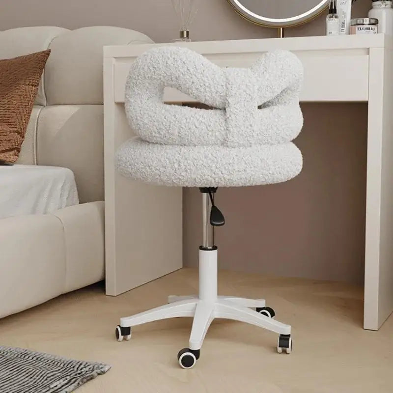 Elegant Modern Swivel Makeup Chair with Aluminum Alloy Base, Upholstered Leather,Adult Minimalist Vanity Seating for Living Room