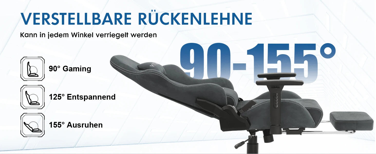 Gaming Chair Luxurious Breathable Office Chair Faux Suede Game Chair Ergonomic Gamer Chair With Footrest Headrest Lumbar Cushio