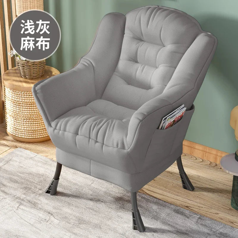 Sofa Chair Home Recreational Computer Chair Balcony Reclining Chair Backrest Small Sofa Chairs Washable  Cotton and Linen