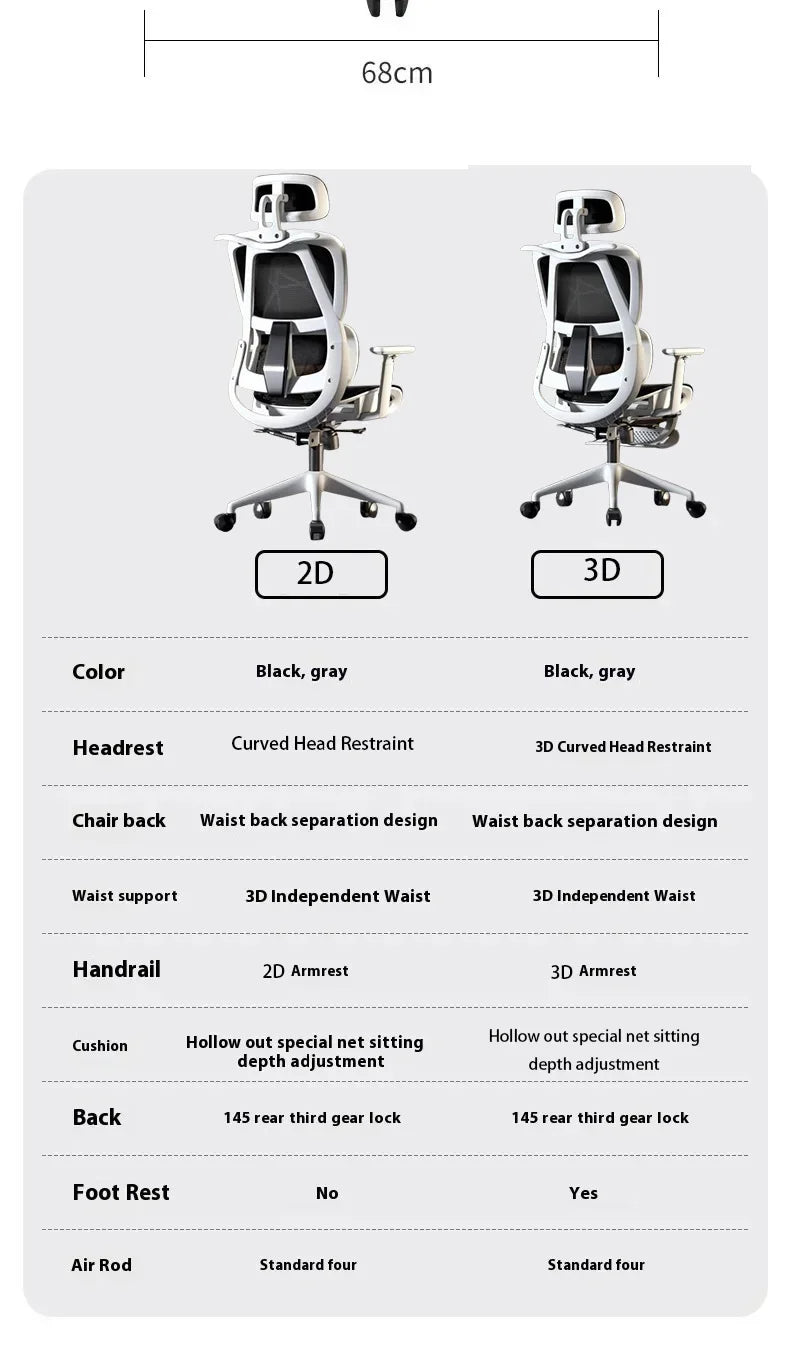 Ergonomic Office Chair Gaming Computer 3D Armchair Armrests Headrest Chair Lift High Back Sillas Gaming Foot Pedals Furniture