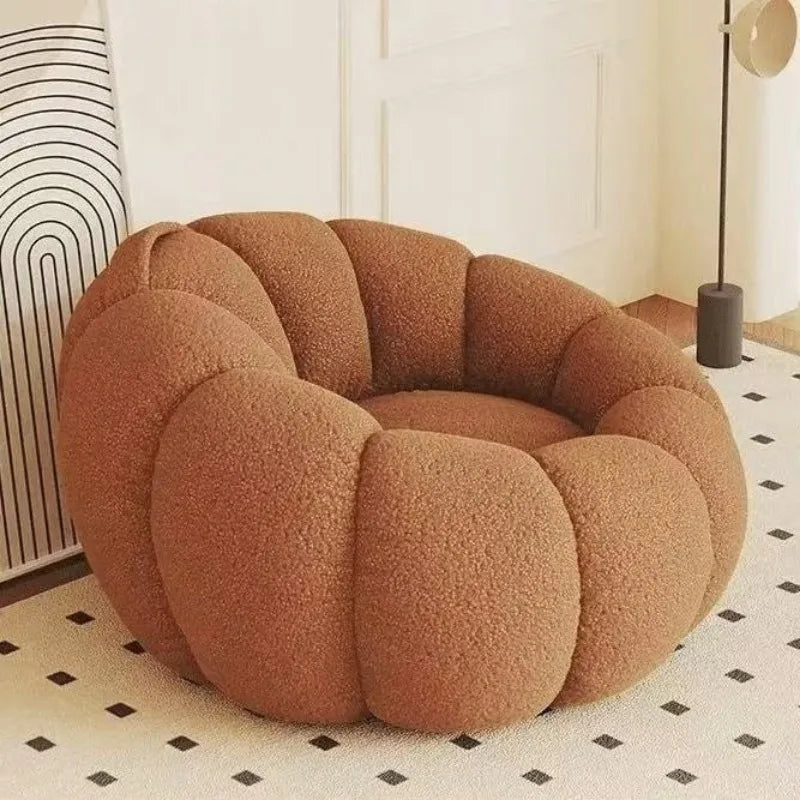 Fashionable and high-end Nordic style lazy pumpkin shaped small-sized single person reclining tatami sofa chair for leisure