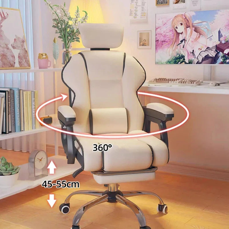 Minimalist Ergonomic Office Chair Comfy Pillow Premium Aesthetic Gaming Chair Mobile Footrest Silla Gaming Furniture