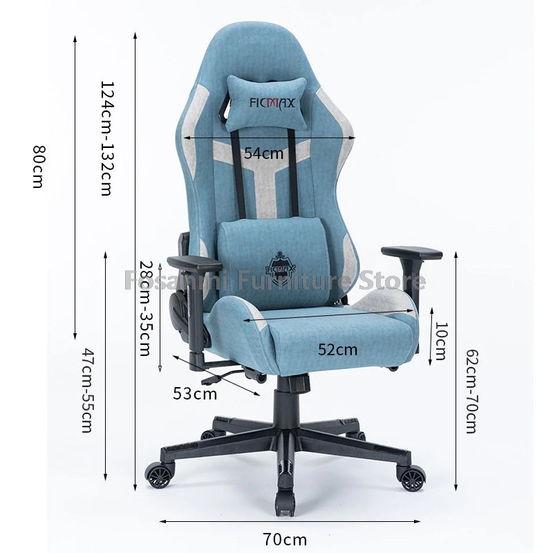 Tech Fabric Adjustable Modern Gamer Computer Chair with Headrest Recline Office Desk Chair Ergonomic Home Wide Seat Gaming Chair