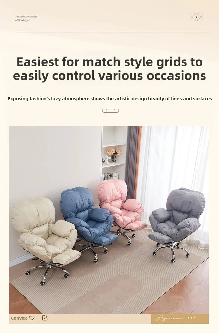 Computer Chair for Long Sitting, Adjustable Backrest Office Chair, Gaming and Study Desk Chair, Ergonomic Support for Women