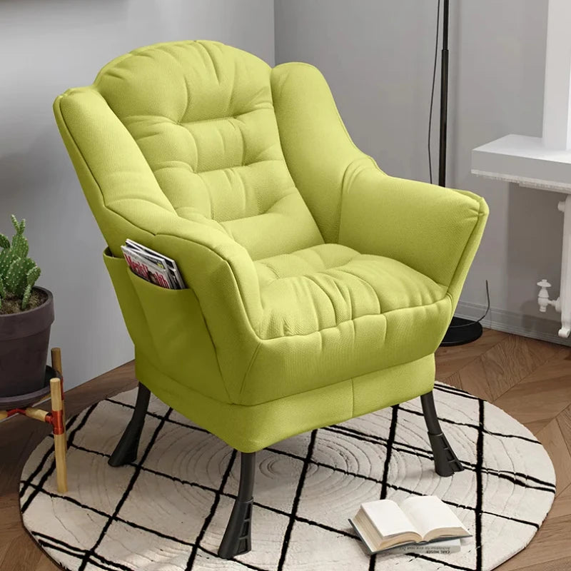 Sofa Chair Home Recreational Computer Chair Balcony Reclining Chair Backrest Small Sofa Chairs Washable  Cotton and Linen