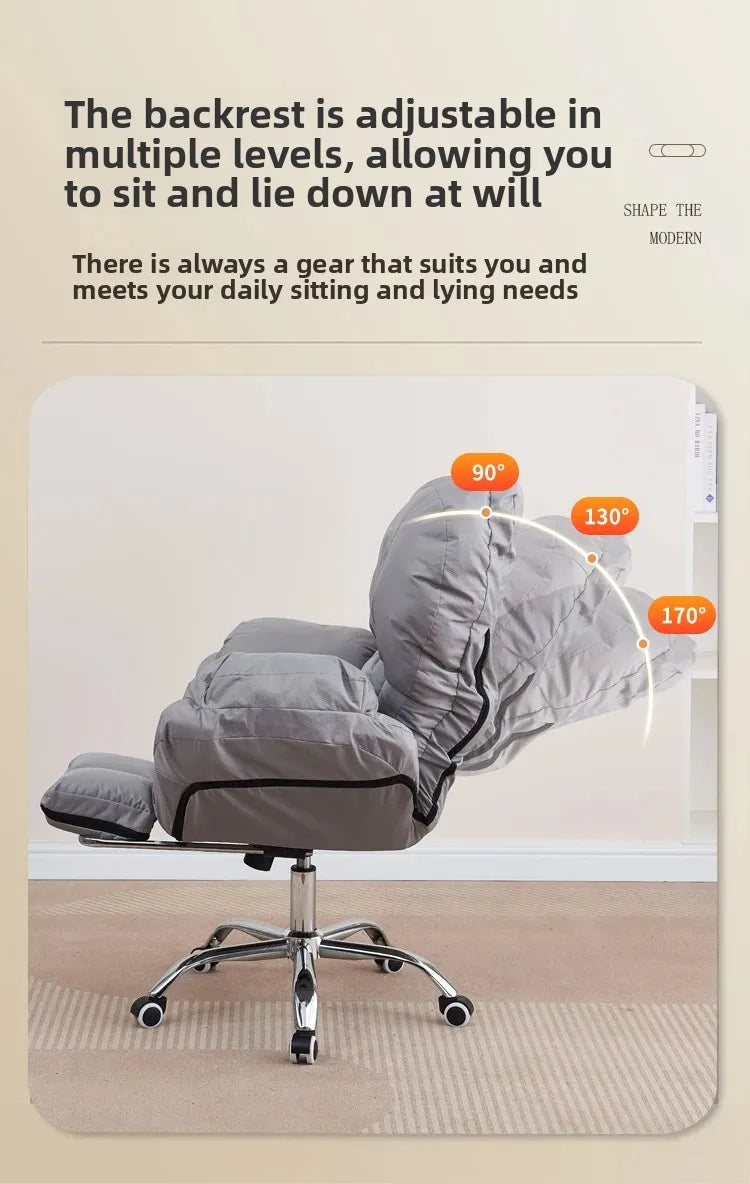 Computer Chair for Long Sitting, Adjustable Backrest Office Chair, Gaming and Study Desk Chair, Ergonomic Support for Women