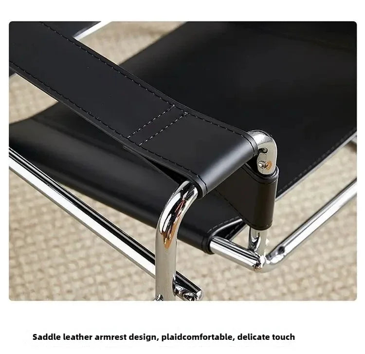 Nordic Vassili Leisure  Chair Single Chair Medieval Industrial Style Bauhaus Saddle Leather Simple Network Red Photo Furniture