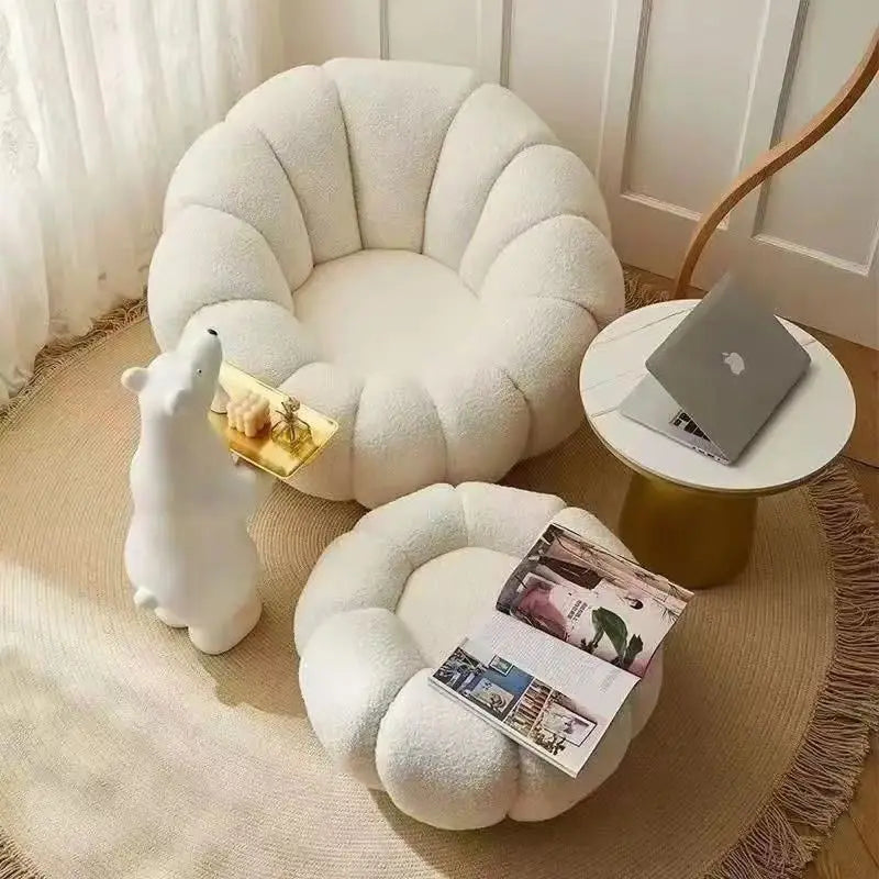 Fashionable and high-end Nordic style lazy pumpkin shaped small-sized single person reclining tatami sofa chair for leisure