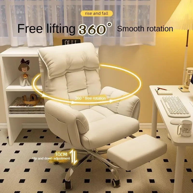 Gaming Chair Soft Comfortable Ergonomic Office Chair 4D Adjustable Armrest Headrest Recliner for Women 160° Lie Flat Boss Chair