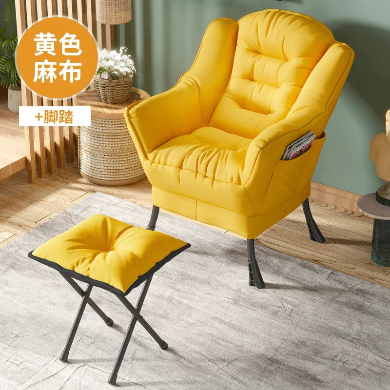 Sofa Chair Home Recreational Computer Chair Balcony Reclining Chair Backrest Small Sofa Chairs Washable  Cotton and Linen