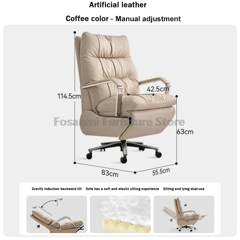 Adjustable Soft Gaming Swivel Chair Comfortable Leather Computer Office Chair with Footrest Thickened Back Desk Chairs for Home